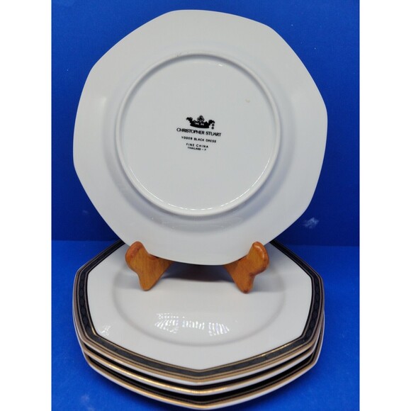 Christopher Stuart Black Dress Salad Plates 8" Bundle of 4 - Picture 5 of 10